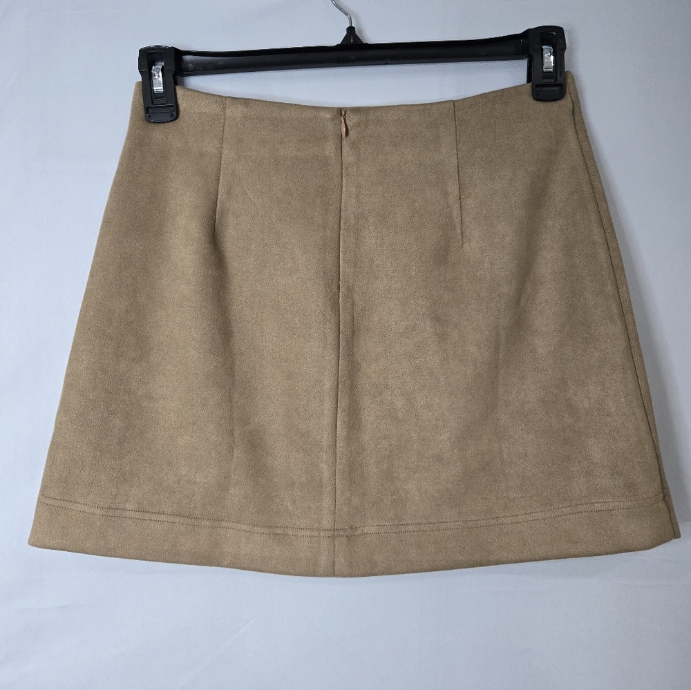 Pink Lily Tan Suede Mini Women's Skirt Size Small - Picture 4 of 5